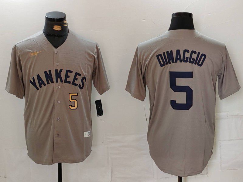 Men New York Yankees #5 Dimaggio Grey Throwback Game 2024 Nike MLB Jersey style 8141